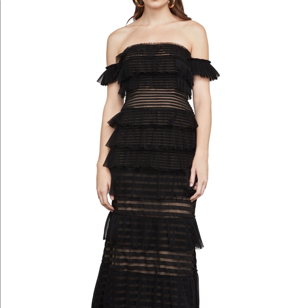 BCBGMAXAZRIA Elora off-the-shoulder gown black